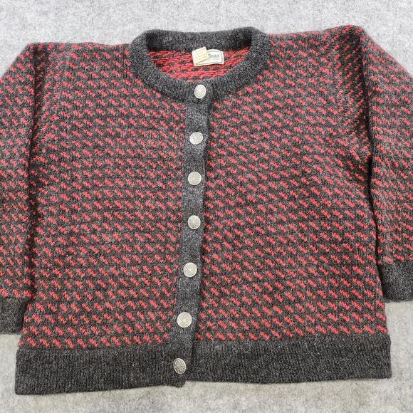 Vintage LL Bean Sweater Womens Medium Birdseye Wool Knit Cardigan Norway 90s - Picture 4 of 14